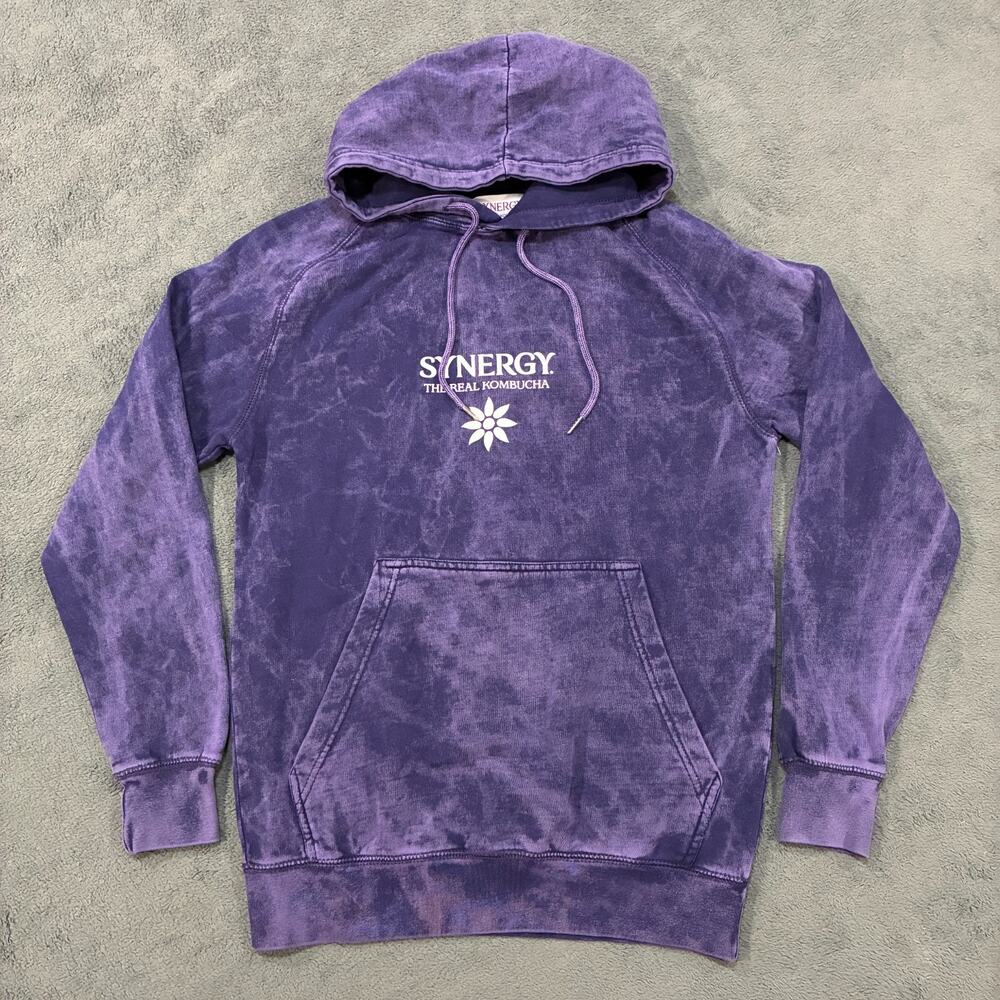 SYNERGY The Real Kombucha Purple Acid Wash Hoodie Sweatshirt Men's Size Small
